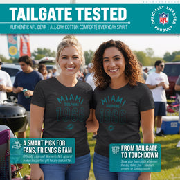 Miami Dolphins NFL Womens Big Date Tag-Less T-Shirt - Black