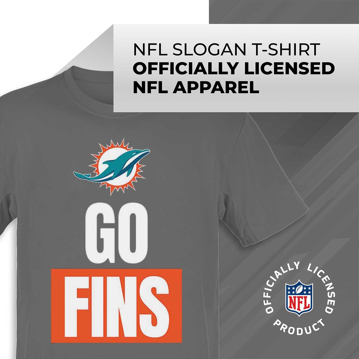 Miami Dolphins NFL Adult Team Slogan Unisex T-Shirt - Sport Gray