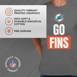Miami Dolphins NFL Adult Team Slogan Unisex T-Shirt - Sport Gray