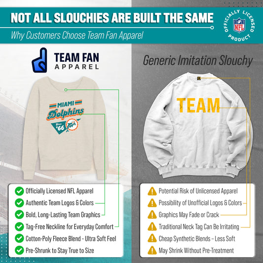 Miami Dolphins NFL Womens Vintage Charm Slouchy Crewneck - Birch