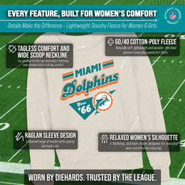 Miami Dolphins NFL Womens Vintage Charm Slouchy Crewneck - Birch