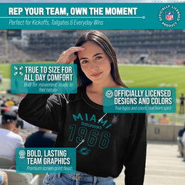 Miami Dolphins NFL Womens Big Date Slouchy Crewneck - Black