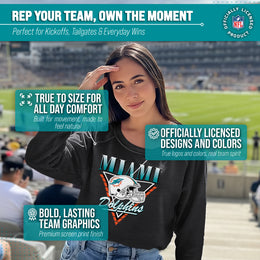 Miami Dolphins NFL Womens Retro Triangle Slouchy Crewneck - Heather Charcoal