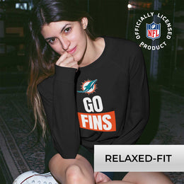 Miami Dolphins NFL Womens Team Slogan Crew Neck - Black