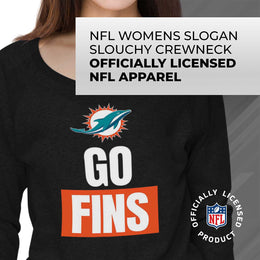 Miami Dolphins NFL Womens Team Slogan Crew Neck - Black