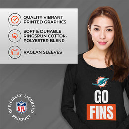 Miami Dolphins NFL Womens Team Slogan Crew Neck - Black
