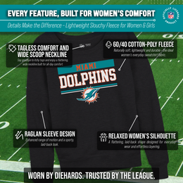 Miami Dolphins NFL Womens Charcoal Crew Neck Football Apparel - Charcoal