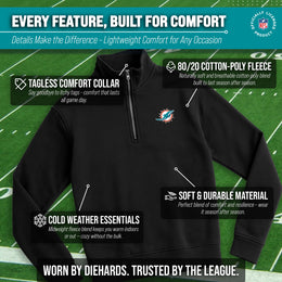 Miami Dolphins NFL Adult Unisex Team Logo Quarter Zip Pullover Sweatshirt - Black
