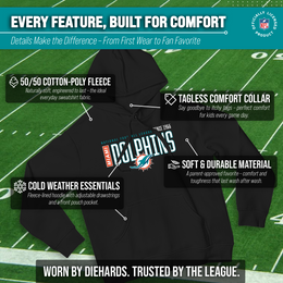 Miami Dolphins NFL Adult Unisex Modern Endzone Soft Fleece Hooded Sweatshirt - Black