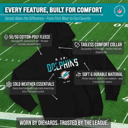Miami Dolphins Adult NFL Diagonal Fade Fleece Hooded Sweatshirt - Black