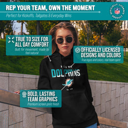 Miami Dolphins Adult NFL Diagonal Fade Fleece Hooded Sweatshirt - Black