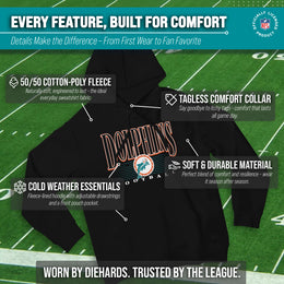Miami Dolphins NFL Adult Unisex Overtime Blueprint Soft Fleece Hooded Sweatshirt - Black