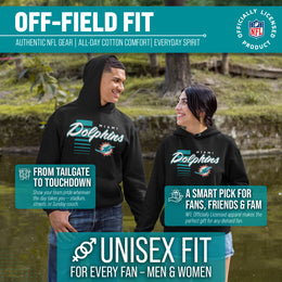 Miami Dolphins NFL Adult Unisex Retro Script Ultra Soft Fleece Hooded Sweatshirt - Black