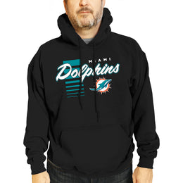 Miami Dolphins NFL Adult Unisex Retro Script Ultra Soft Fleece Hooded Sweatshirt - Black
