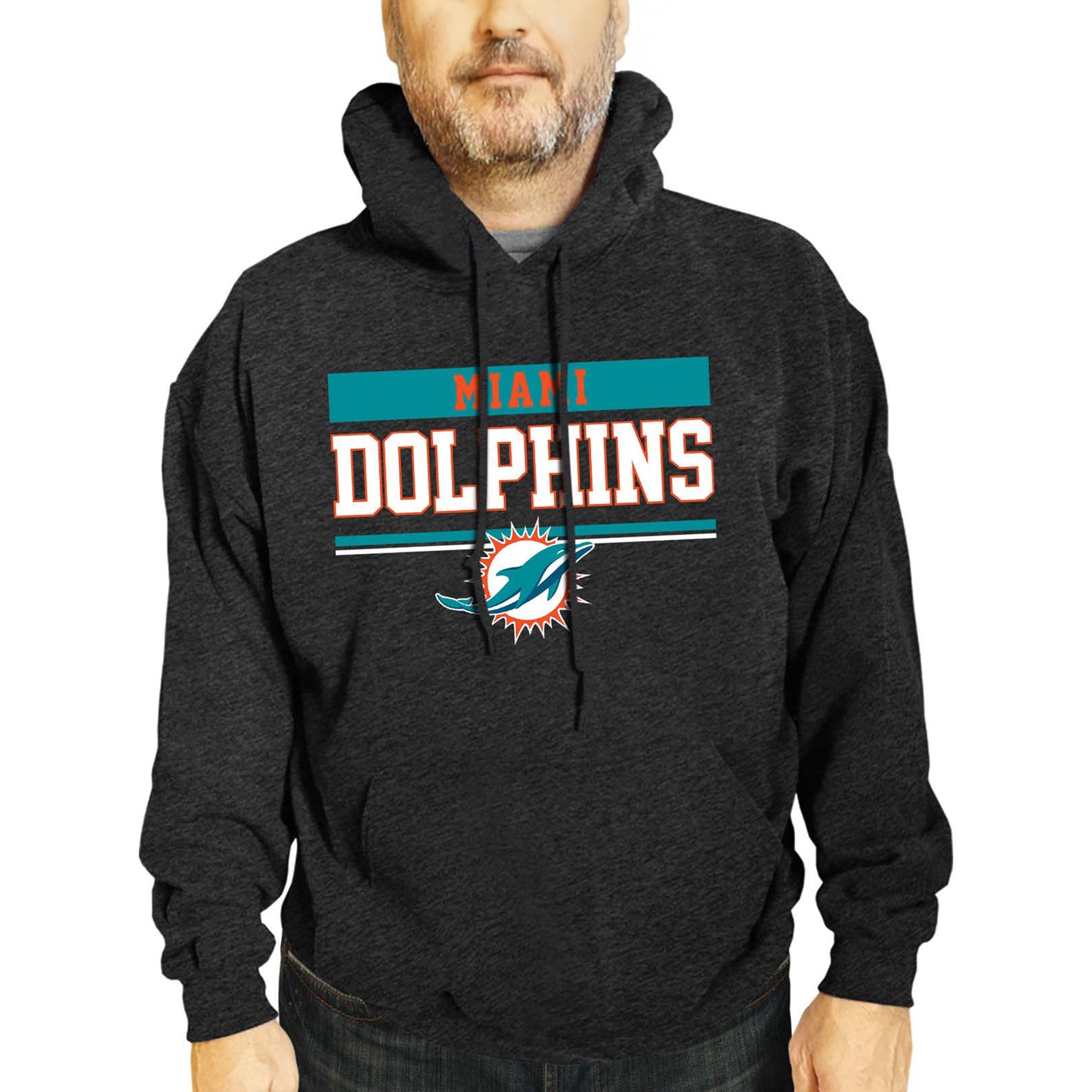 Miami Dolphins NFL Adult Gameday Charcoal Hooded Sweatshirt - Charcoal