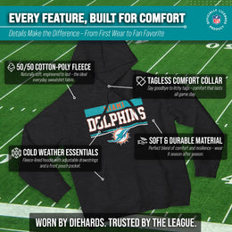 Miami Dolphins NFL Adult Gameday Charcoal Hooded Sweatshirt - Charcoal