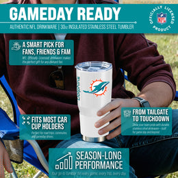 Miami Dolphins NFL 30oz Gameday Stainless Steel Tumbler - White
