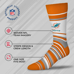 Miami Dolphins NFL Adult Striped Dress Socks - Orange