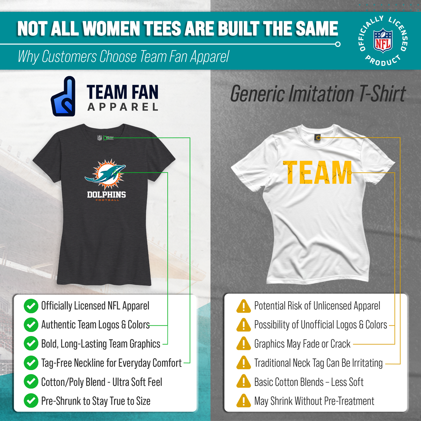 Miami Dolphins Women's NFL Ultimate Fan Logo Short Sleeve T-Shirt - Black