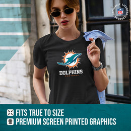 Miami Dolphins Women's NFL Ultimate Fan Logo Short Sleeve T-Shirt - Black