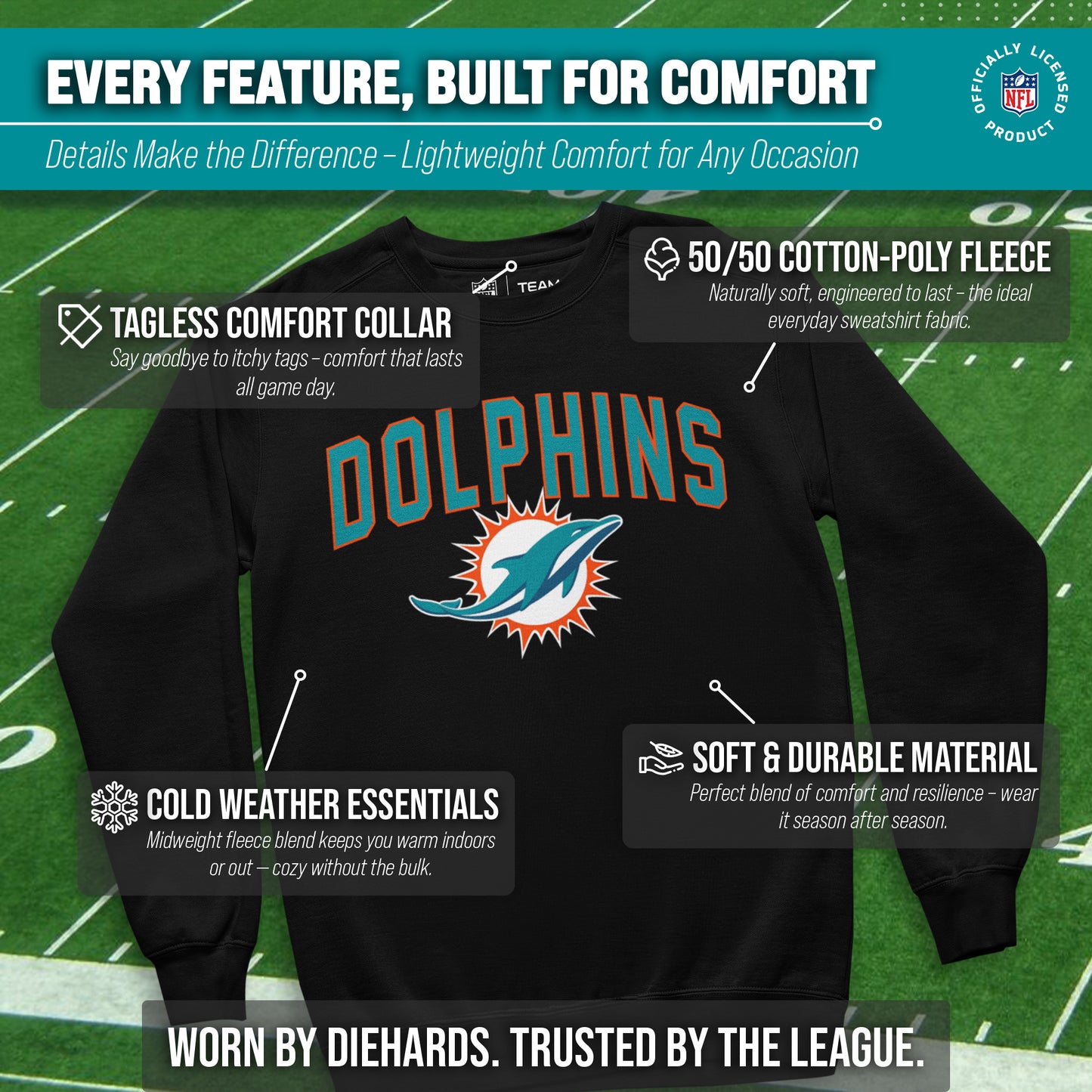 Miami Dolphins NFL Home Team Crew - Black