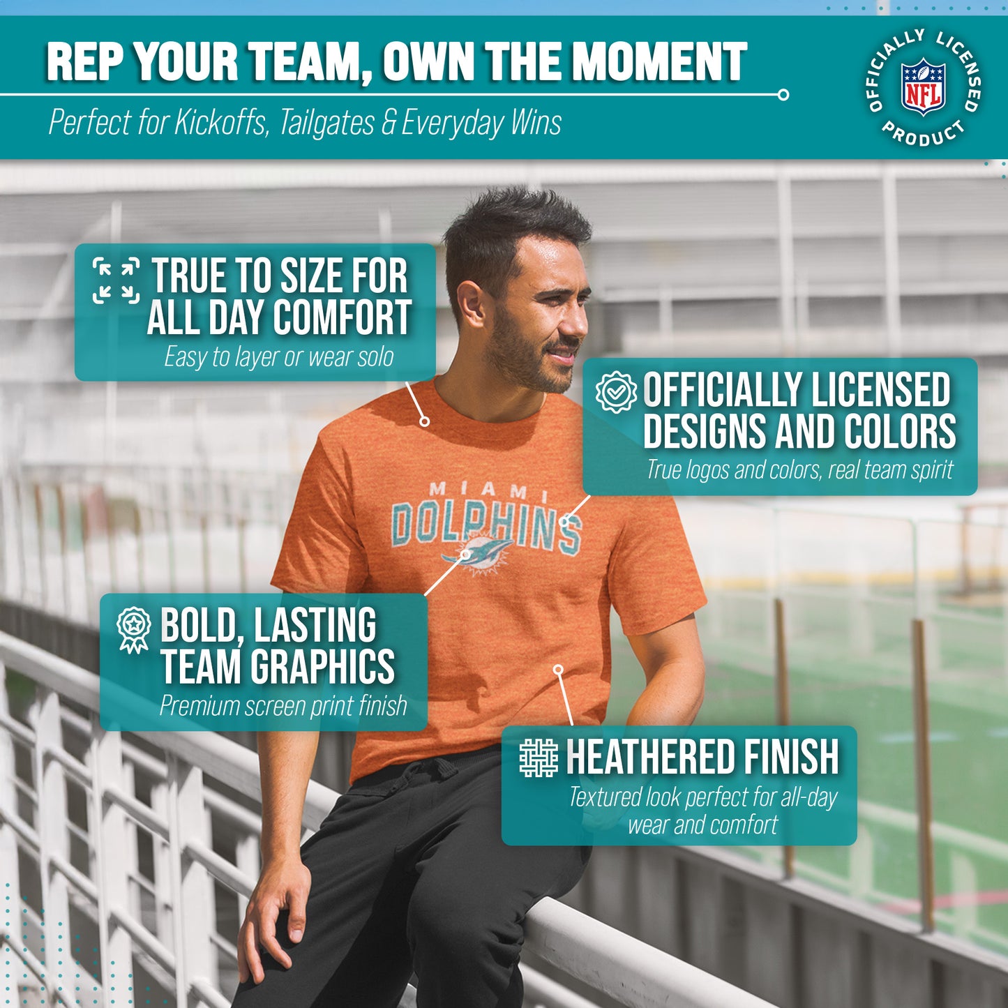 Miami Dolphins NFL Starting Fresh Short Sleeve Heather T-Shirt - Orange