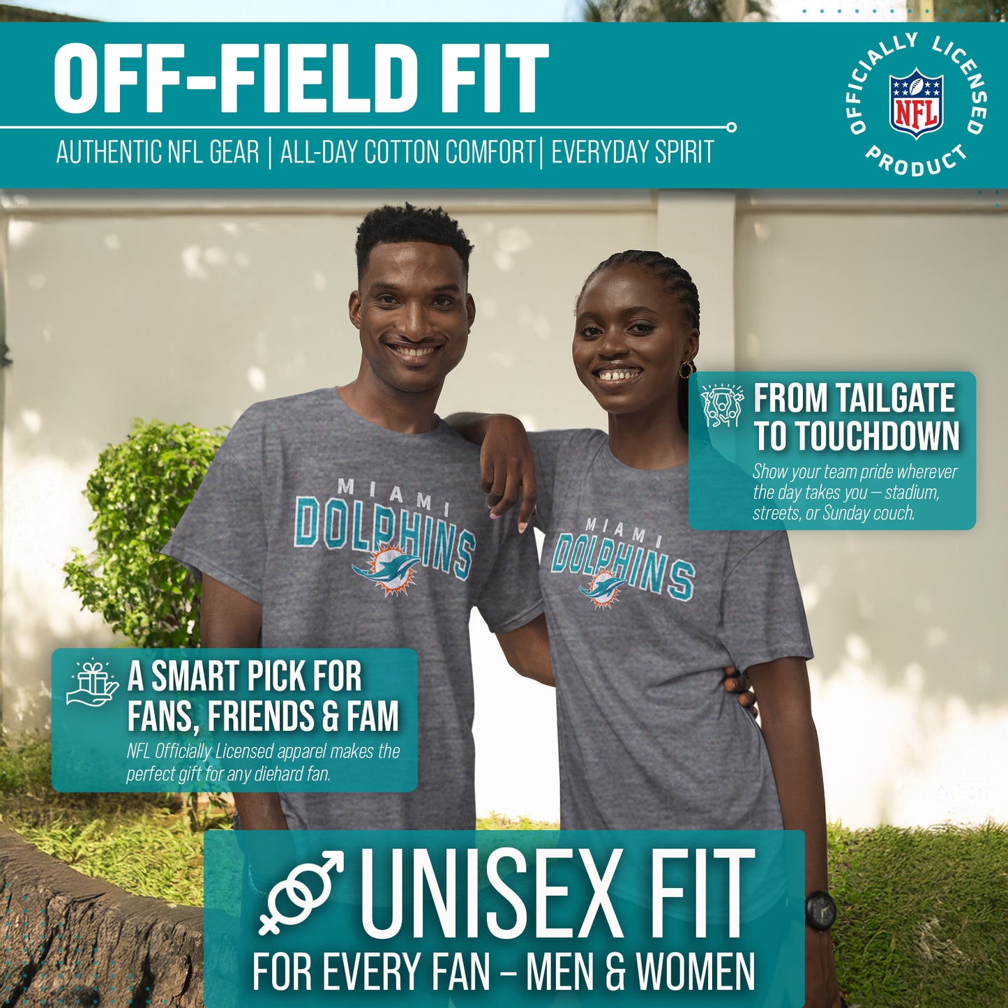 Miami Dolphins NFL Starting Fresh Short Sleeve Heather T-Shirt - Sport Gray