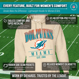 Miami Dolphins Ladies NFL Starstruck Fleece Pullover Hooded Sweatshirt - Cream