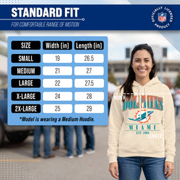 Miami Dolphins Ladies NFL Starstruck Fleece Pullover Hooded Sweatshirt - Cream