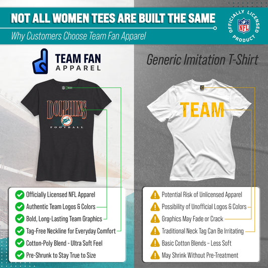 Miami Dolphins NFL Womens Overtime Blueprint Tag-Less T-Shirt - Black