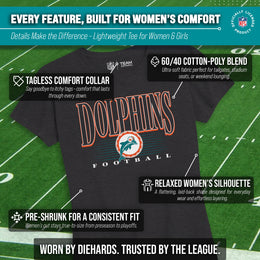 Miami Dolphins NFL Womens Overtime Blueprint Tag-Less T-Shirt - Black