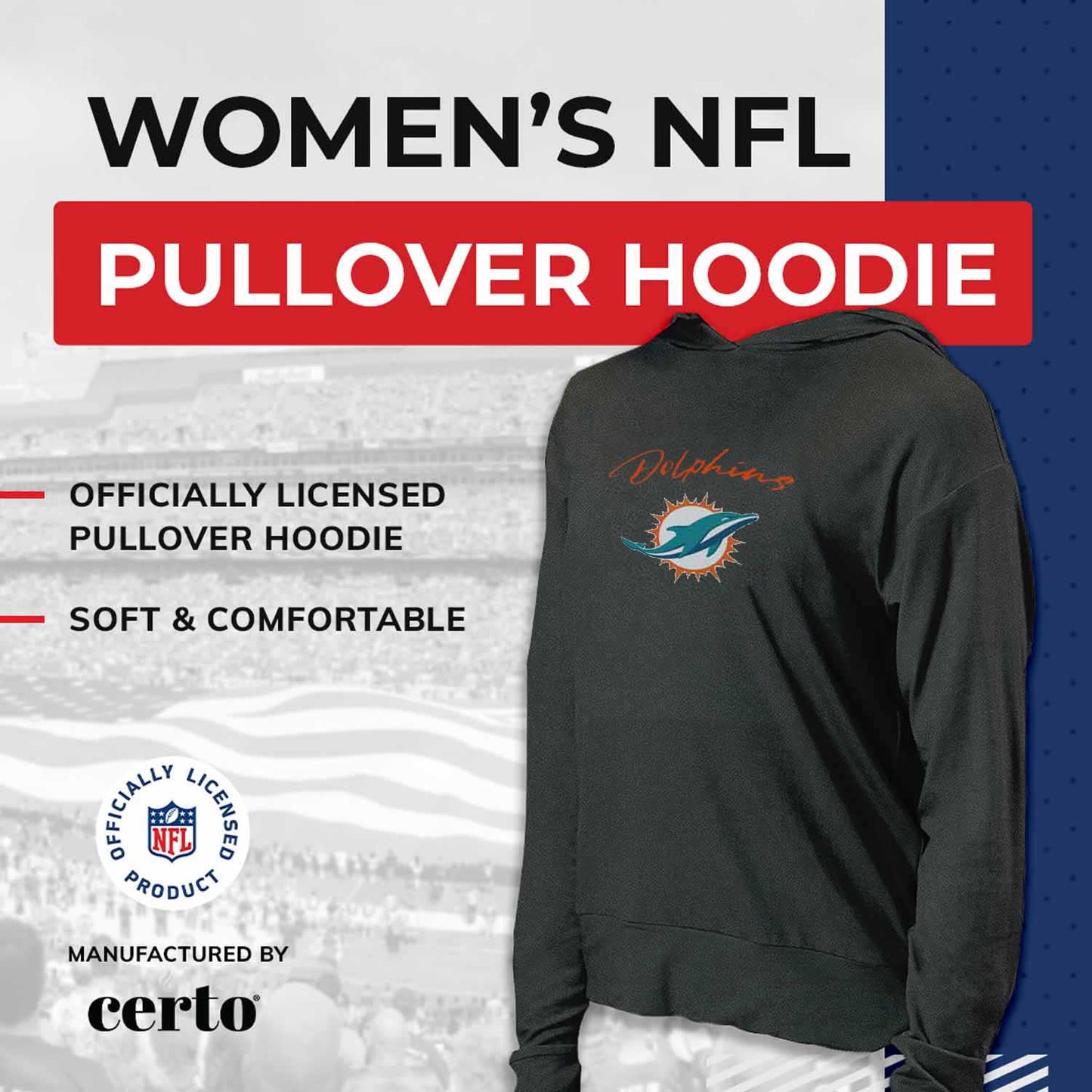 Miami Dolphins NFL Women's Session Pullover Hoodie - Black