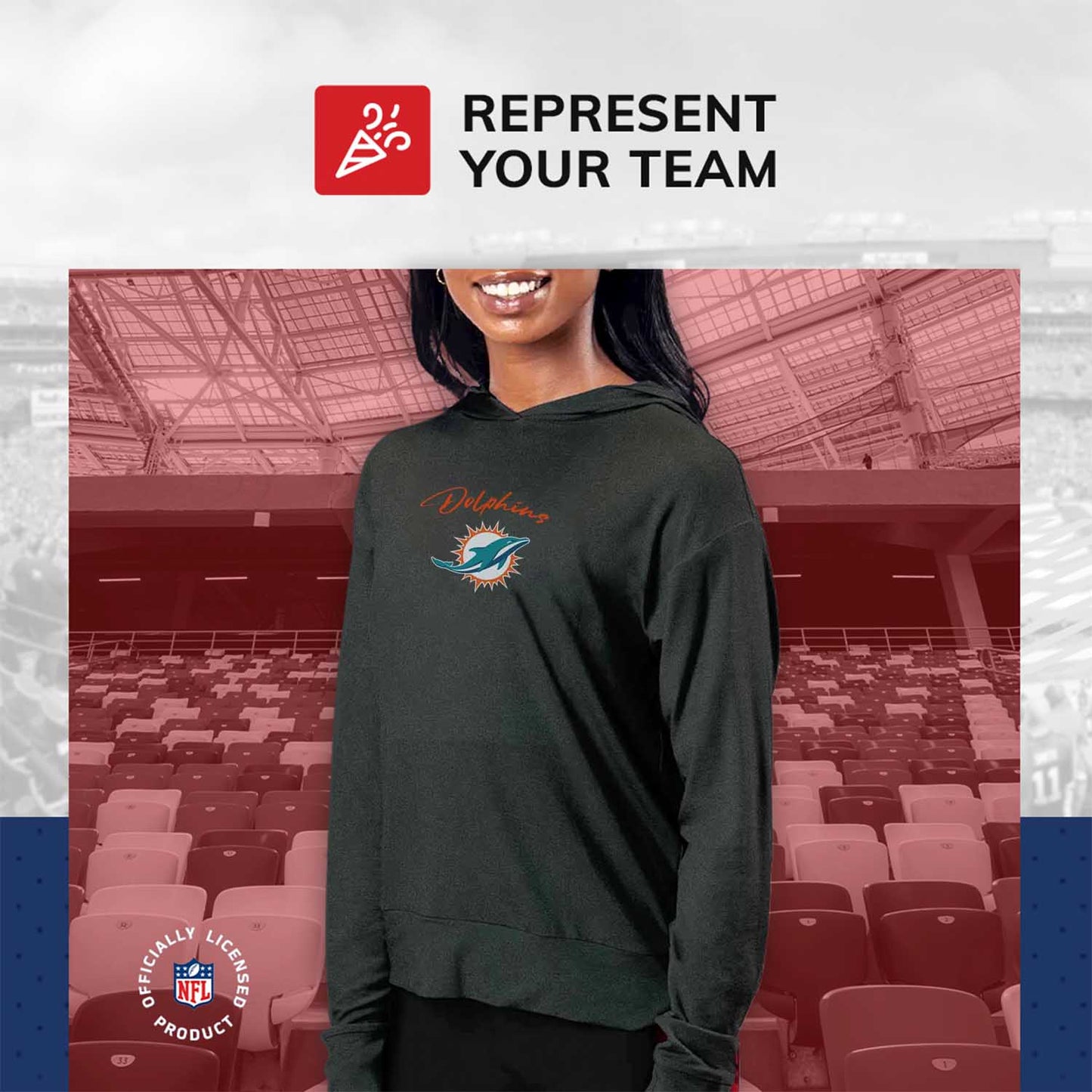 Miami Dolphins NFL Women's Session Pullover Hoodie - Black
