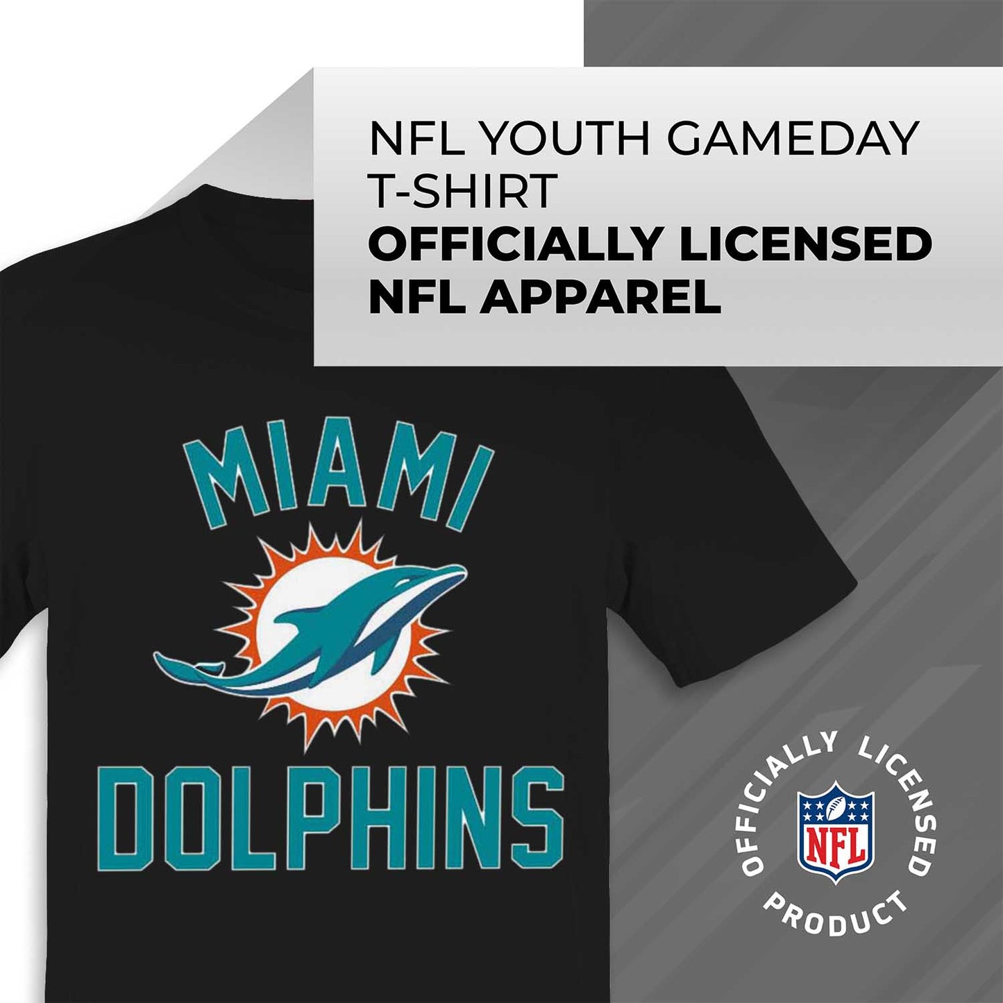 Miami Dolphins NFL Youth Gameday Football T-Shirt - Black