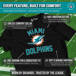 Miami Dolphins NFL Youth Gameday Football T-Shirt - Black