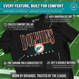 Miami Dolphins NFL Youth Overtime Blueprint Football T-Shirt Unisex Tag Free Comfortable - Black