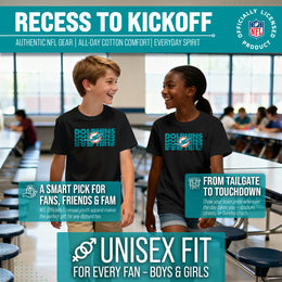 Miami Dolphins NFL Youth Repeating Logo Football T-Shirt Unisex Tag Free Comfortable - Black