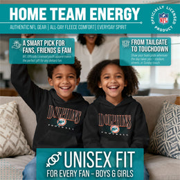 Miami Dolphins NFL Youth Overtime Blueprint Football Fleece Hooded Sweatshirt - Black