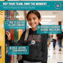 Miami Dolphins NFL Youth Overtime Blueprint Football Fleece Hooded Sweatshirt - Black