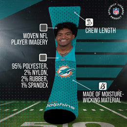 Miami Dolphins NFL Youth Roster Player Crew Socks - Aqua
