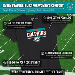 Miami Dolphins NFL Women's Team Block Charcoal Tagless T-Shirt - Charcoal