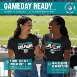 Miami Dolphins NFL Women's Team Block Charcoal Tagless T-Shirt - Charcoal