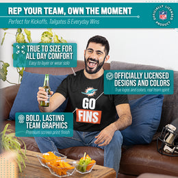 Miami Dolphins NFL Adult Team Slogan Unisex T-Shirt - Black