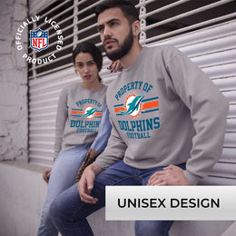 Miami Dolphins NFL Adult Property Of Crewneck Fleece Sweatshirt - Sport Gray