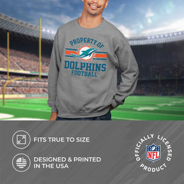 Miami Dolphins NFL Adult Property Of Crewneck Fleece Sweatshirt - Sport Gray