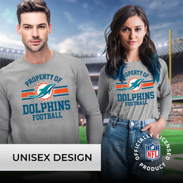 Miami Dolphins NFL Adult Property Of Long SleeveT Shirt - Sport Gray