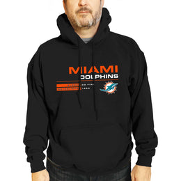 Miami Dolphins Adult NFL Speed Stat Sheet Fleece Hooded Sweatshirt - Black