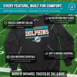 Miami Dolphins NFL Adult Long Sleeve Team Block Charcoal Crewneck Sweatshirt - Charcoal