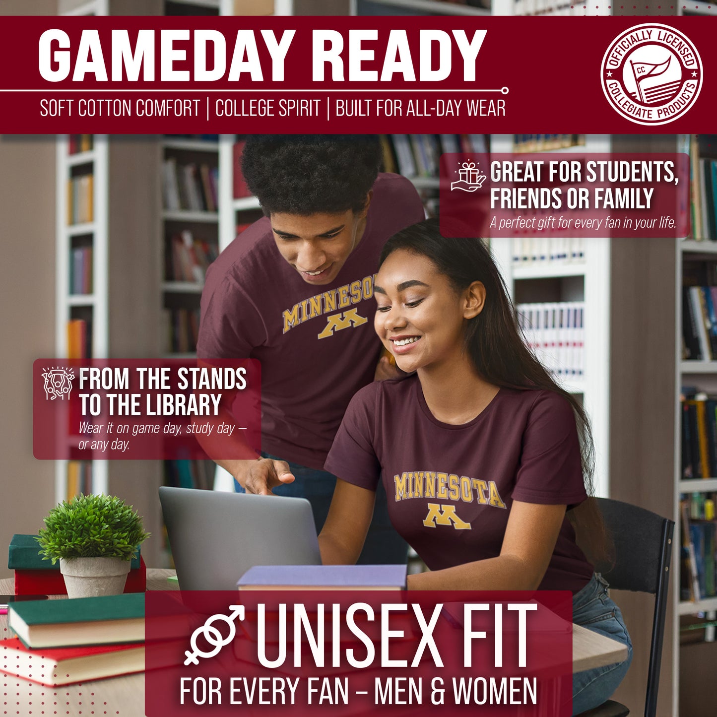 Minnesota Golden Gophers NCAA Adult Gameday Cotton T-Shirt - Maroon