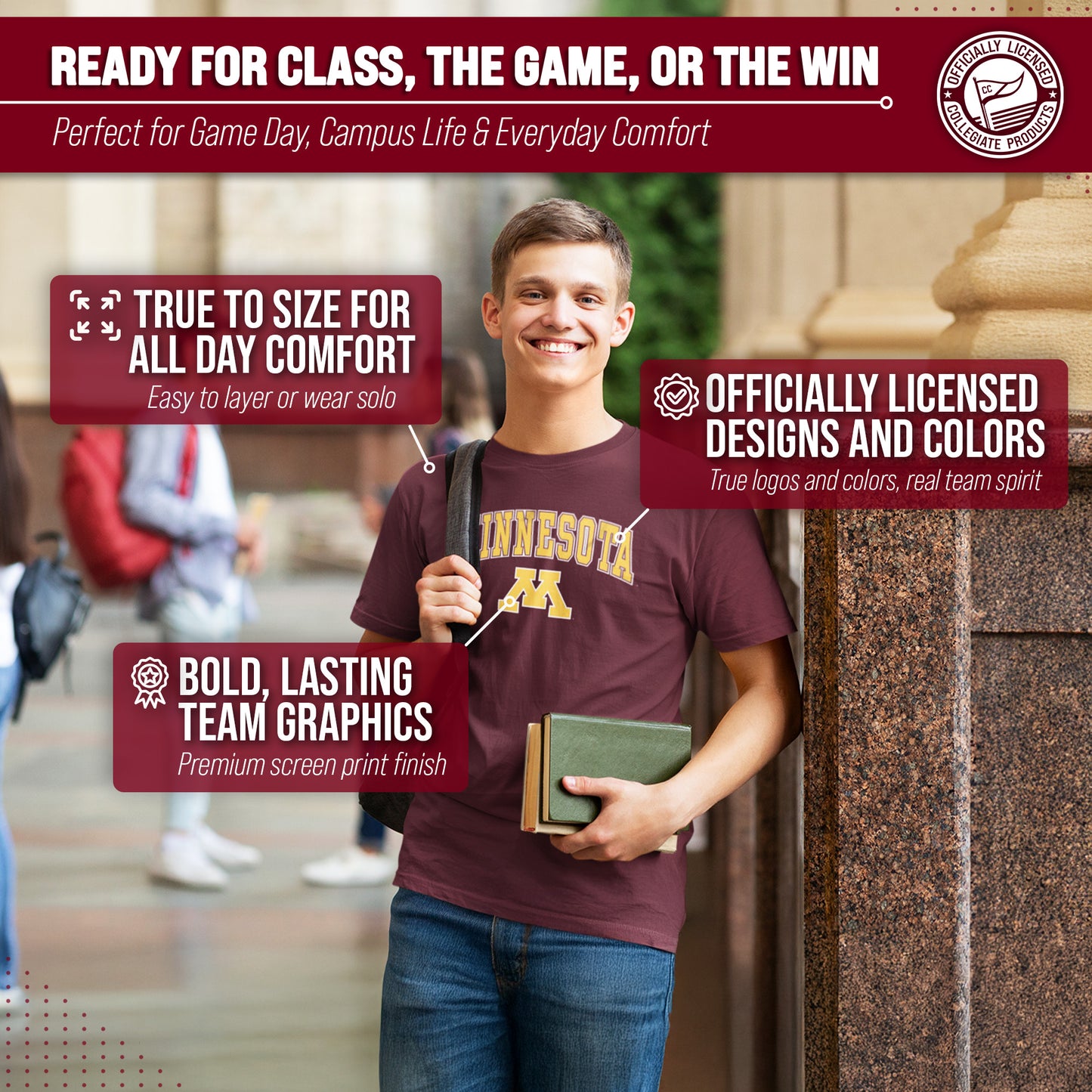 Minnesota Golden Gophers NCAA Adult Gameday Cotton T-Shirt - Maroon